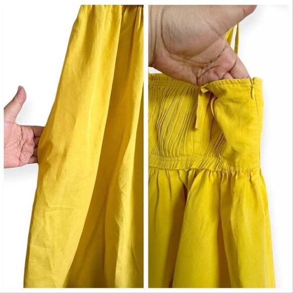 Ulla Johnson Laetitia Tie Strap Cotton & Linen Blend Midi Dress , Size 2, Yellow - Picture 14 of 16